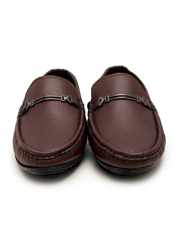 Men's Comfortable Loafer Shoes With Buckle-Brown